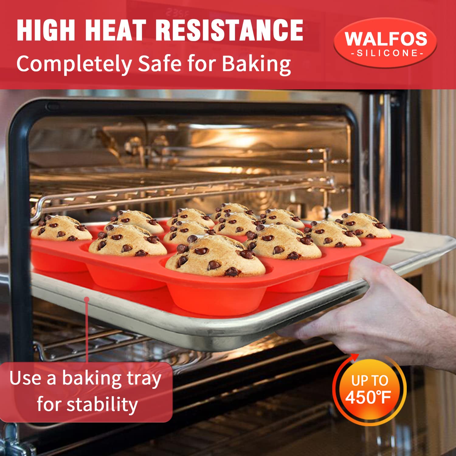 Walfos Silicone Muffin Pan Set - Regular 12 Cups Silicone Muffin Pan And Mini 24 Cups Cupcake Pan - Bpa Free And Dishwasher Safe